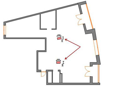 ЖК Вивальди,трудности свободной планировки, обмерный план, кривые несущие колонны, проект 3-х комнатной квартиры,одна комната - четыре стиля,дизайн-проект в ЖК Вивальди, дизайн интерьера в Минске, студия интерьера Натальи Кучинской DILNA